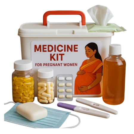 Complete medicine kit with supplements and hygiene essentials