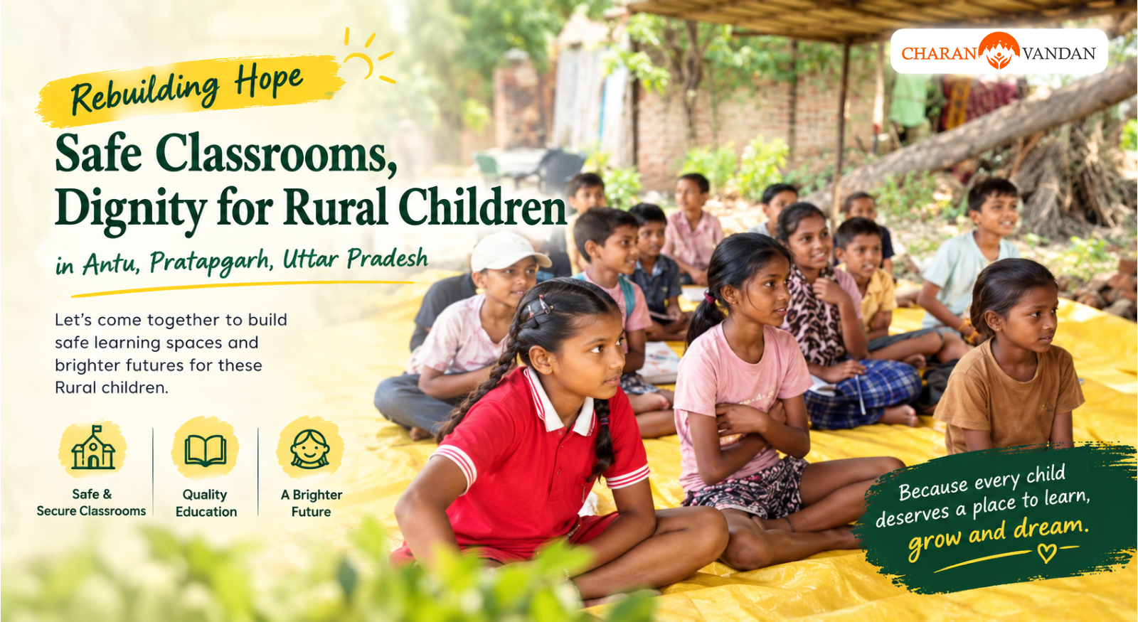 Rebuilding Hope, Safe Classrooms & Dignity for Rural Children in Antu, Pratapgarh, Uttar Pradesh