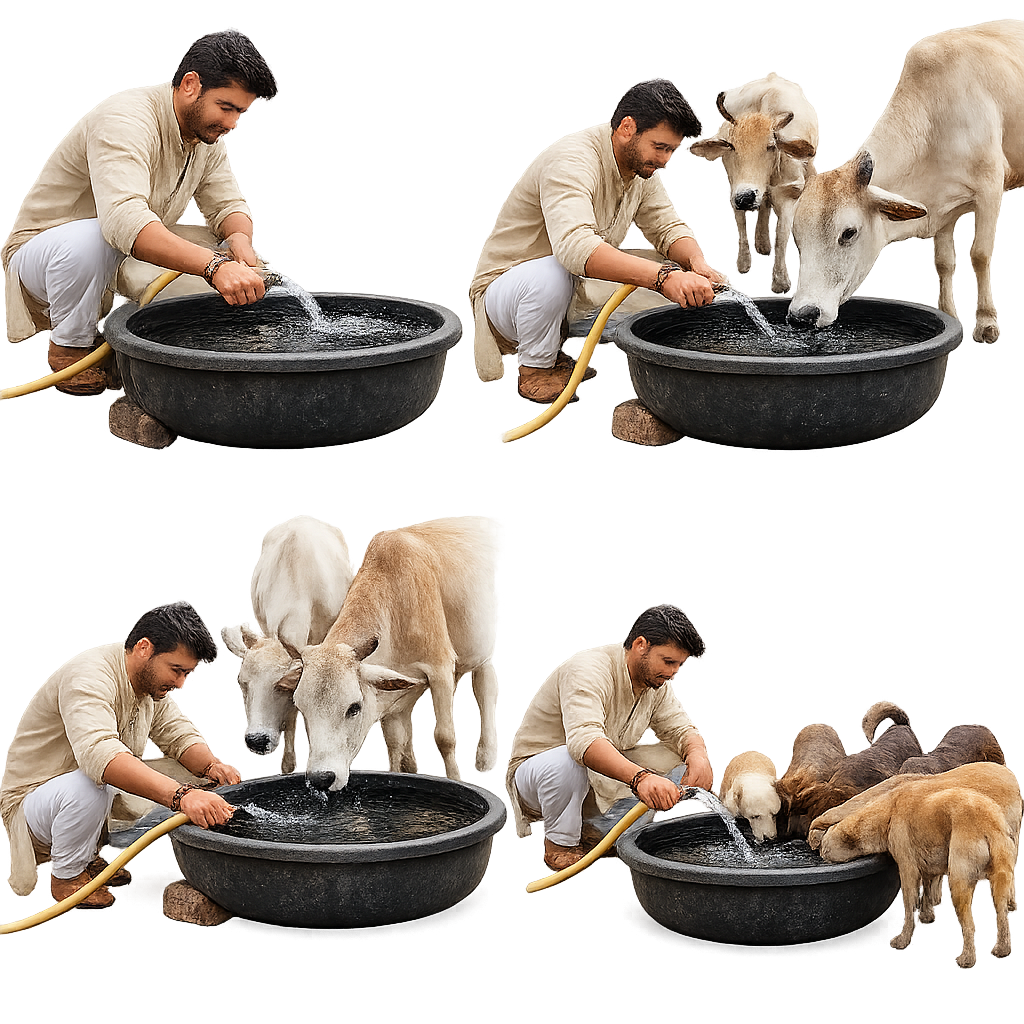 Gau and stray dogs Jal Seva