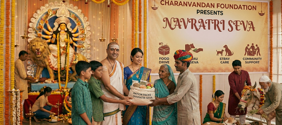 Blessed Navratri Helping Needy Gives Punya