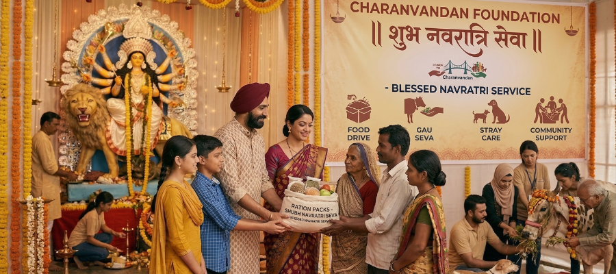 Blessed Navratri Helping Needy Gives Punya