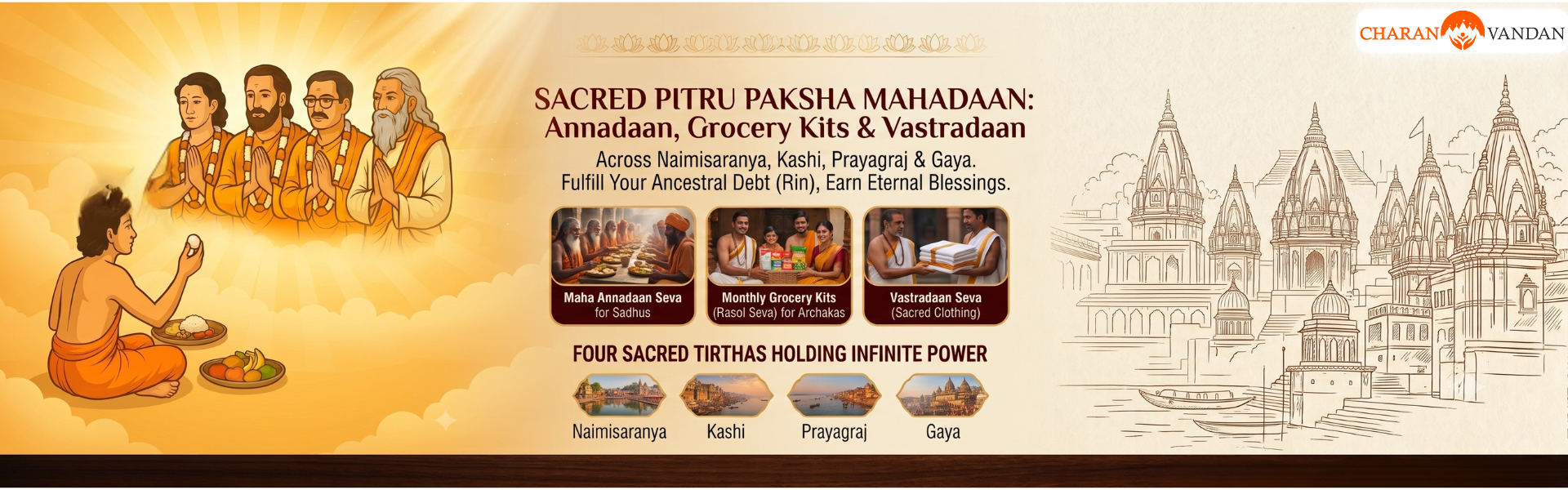 Sacred Pitru Paksha Mahadaan: Annadaan for Sadhus, Grocery Kits & Vastradaan for Brahmins.